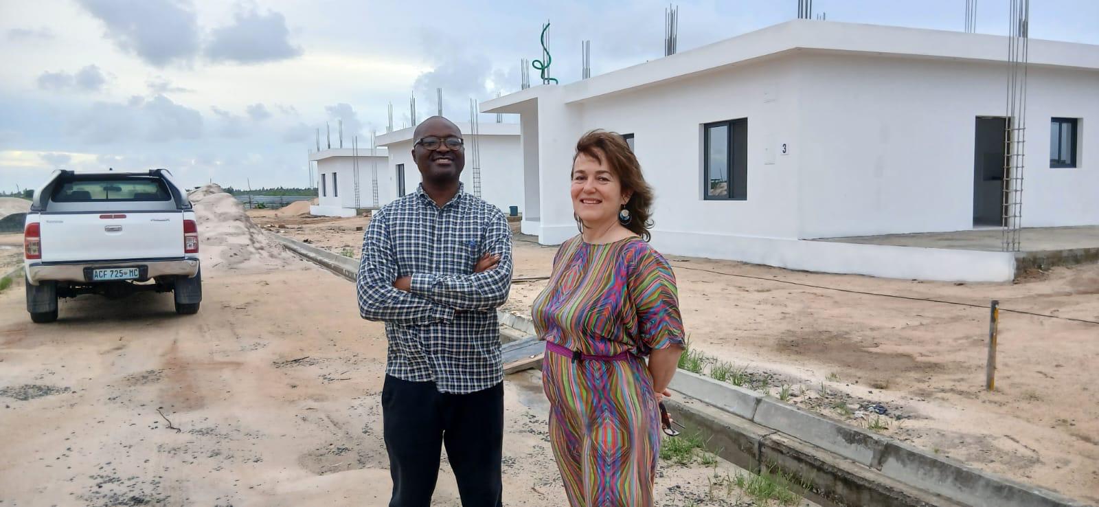 Empowa team in Mozambique at completed climate-smart affordable-housing units