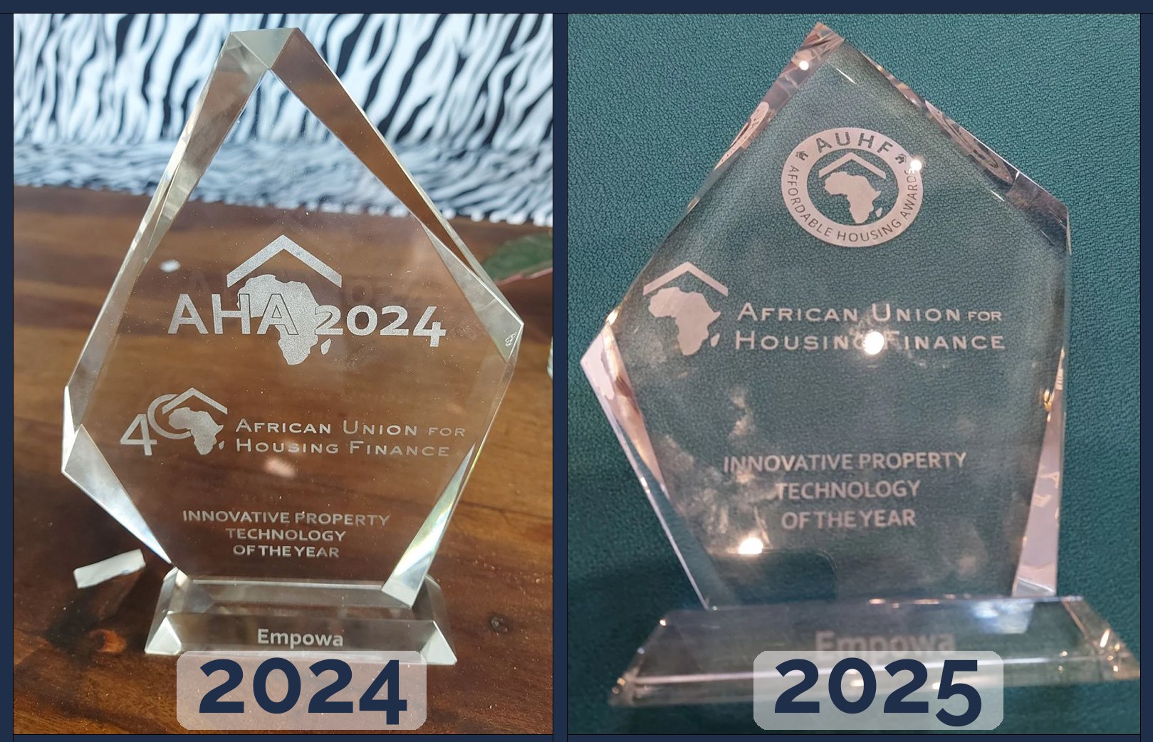 Empowa's 2024 and 2025 Innovative Property Technology of the Year awards from the African Union for Housing Finance